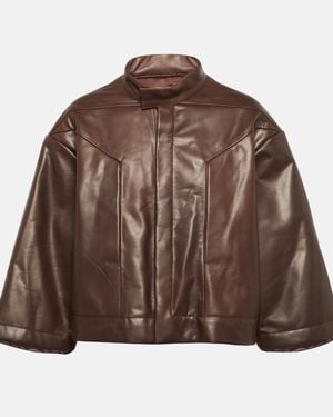 Rick Owens Cropped Leather Jacket - Brown