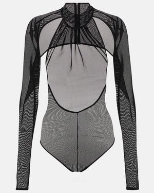 David Koma Cutout Mesh Bodysuit - Gray