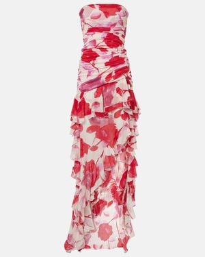 Blumarine Georg Ruffled Asymmetric Maxi Dress - Red