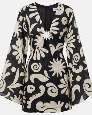 Cala De La Cruz Vera Printed Linen Minidress - Black