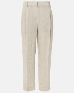Brunello Cucinelli Linen-Blend Straight Pants - Natural