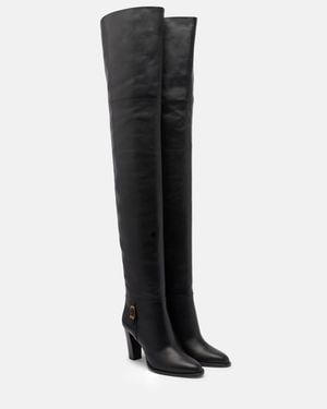 Saint Laurent Julia 85 Leather Over-The-Knee Boots - Black
