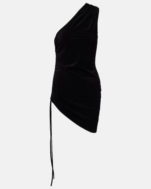 Balmain Ruched One-Shoulder Minidress - Black