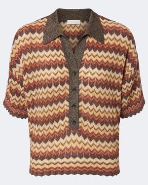 Faithfull the Brand Raya Chevron Lame Polo Jumper - Multicolour