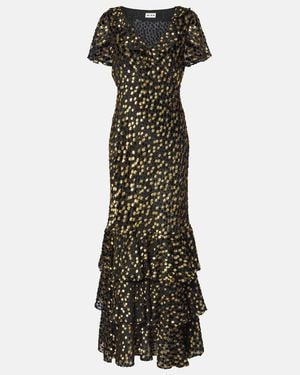 RIXO London Amelle Embellished Tiered Maxi Dress - Green