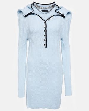 Y. Project Chain-Embellished Wool Minidress - Blue