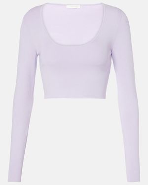 Zimmermann Acacia Knit Scoop Ribbed-Knit Crop Top - Purple