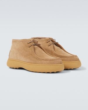 Tod's Suede Lace-Up Boots - Natural