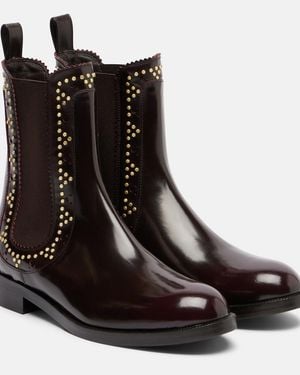 Aquazzura Skye Embellished Leather Chelsea Boots - Black