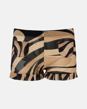 PUCCI Marmo Ruffled Mesh Shorts - Natural