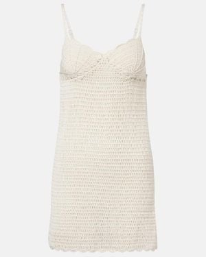 Anna Kosturova Crochet Scalloped Cotton Minidress - Natural