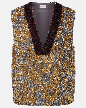 Dries Van Noten Sequined Top - Metallic