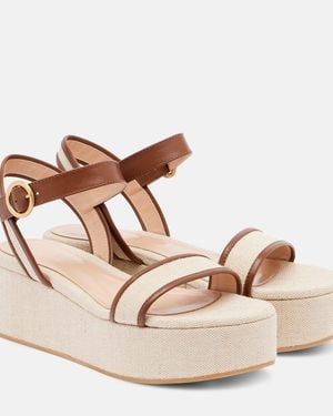 Gianvito Rossi Sandalen Aus Canvas Mit Leder - Braun