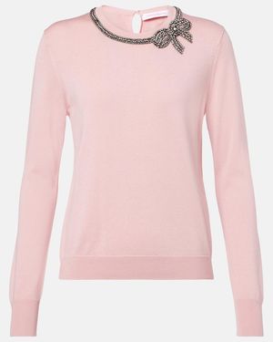 Carolina Herrera Verzierter Pullover Aus Seide Und Baumwolle - Pink
