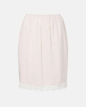 Posse Marlowe Lace-Trimmed Polka-Dot Cotton Midi Skirt - White