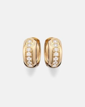 STONE AND STRAND 14Kt Huggie Earrings With Diamonds - White