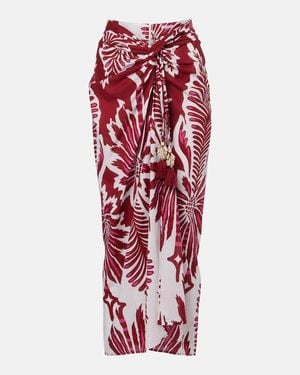 Poupette Uma Floral Gathered Cotton Midi Skirt