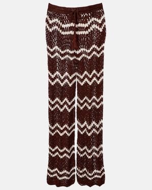 Anna Kosturova Crochet Cotton Straight Pants - Brown