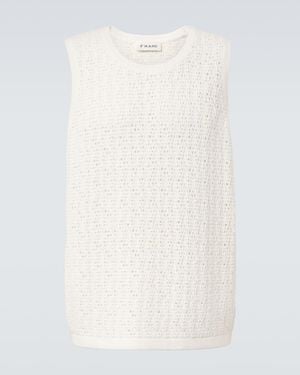 FRAME Crochet Cotton-Blend Tank Top - White