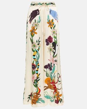ALÉMAIS Meagan High-rise Silk Wide-leg Trousers - White