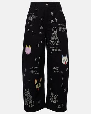 Loewe X Louis Wain Jeans Anchos Bordados - Negro