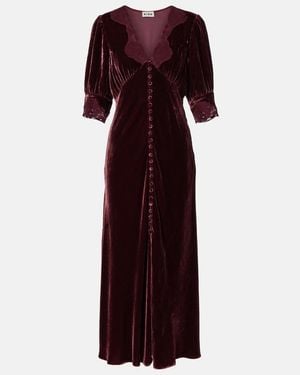 RIXO London Simone Lace-Trimmed Velvet Midi Dress - Purple