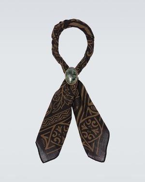 RRL Embellished Printed Cotton Scarf - Black