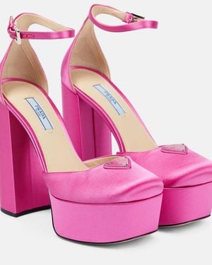 Prada Plateau-Pumps Aus Satin - Pink