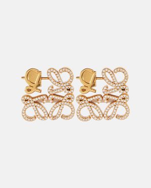 Loewe Anagram Crystal-embellished Earrings - Metallic