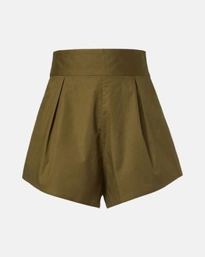Adriana Degreas Pleated Cotton-Blend Shorts - Green