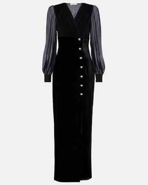 Alessandra Rich Velvet And Georgette Gown - Black