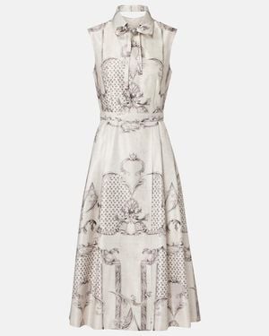 Max Mara Ambuto Printed Midi Dress - Natural