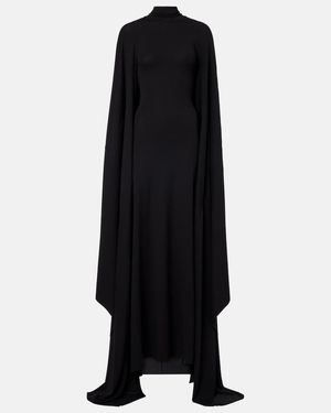 Balenciaga Caped Jersey Gown - Black