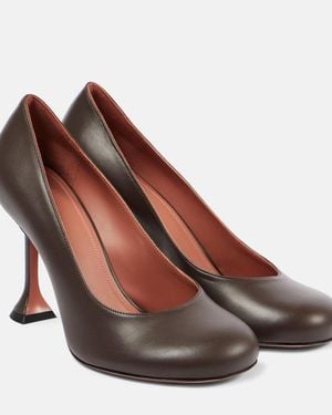 AMINA MUADDI Iris 95 Leather Pumps - Brown