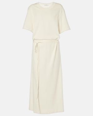 Lemaire Belted Cotton Jersey Midi Dress in White | Lyst