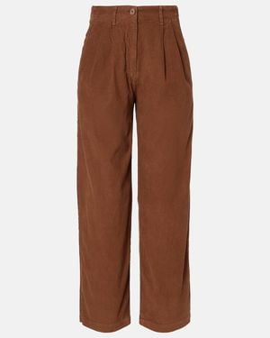 Velvet Gail High-Rise Cotton Straight Pants - Brown
