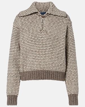 Polo Ralph Lauren Striped Cotton And Wool-Blend Polo Jumper - Grey