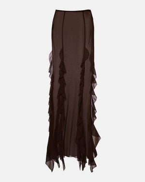 Bananhot Ora Ruffled Maxi Skirt - Brown