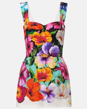Dolce & Gabbana Floral Cotton Minidress - Red