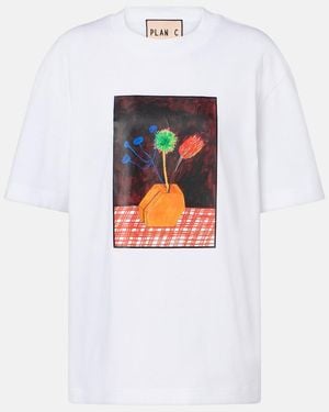 Plan C Printed Cotton Jersey T-Shirt - White
