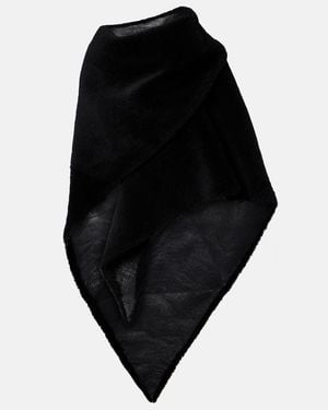Balenciaga Shearling-Trimmed Leather Scarf - Black