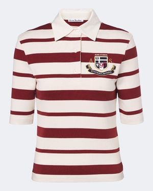 Acne Studios Striped Cotton-Blend Jersey Polo Shirt - Red