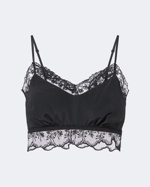 Simone Rocha Lace-Trimmed Satin Bralette - Black
