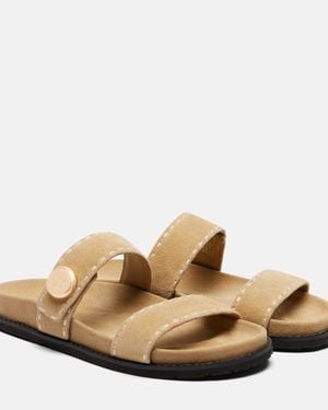 Tory Burch Romy Sport Suede Slides - Brown