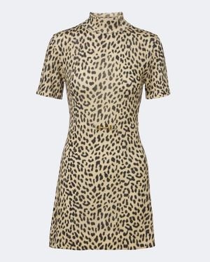 RIXO London Kylie Leopard-Print Wool Sweater Dress - Natural