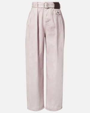 Loewe Jeans Anchos Con Cinturon - Rosa
