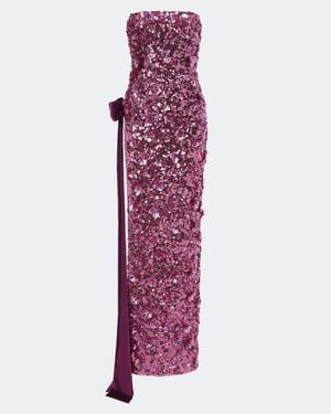 retroféte Sylpha Bow-Detail Sequined Bustier Gown - Purple