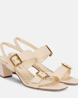 Manolo Blahnik Thalitsli 50 Leather Slingback Sandals - Natural