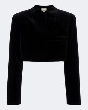 KHAITE Samo Cropped Velvet Jacket - Black