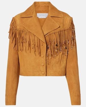 Gabriela Hearst Azra Embellished Fringed Suede Jacket - Brown